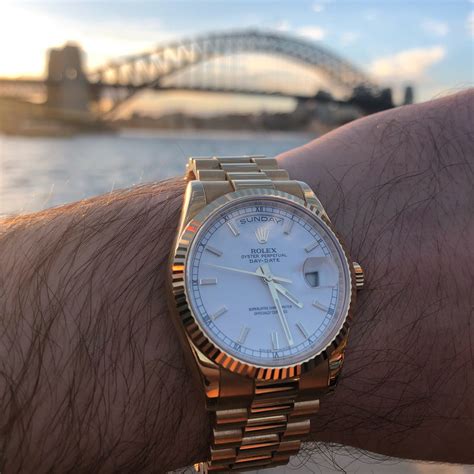 rolex day date 36mm gold white dial